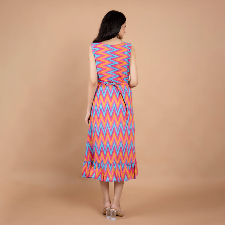 Pink Ornate Frill Cotton Dress