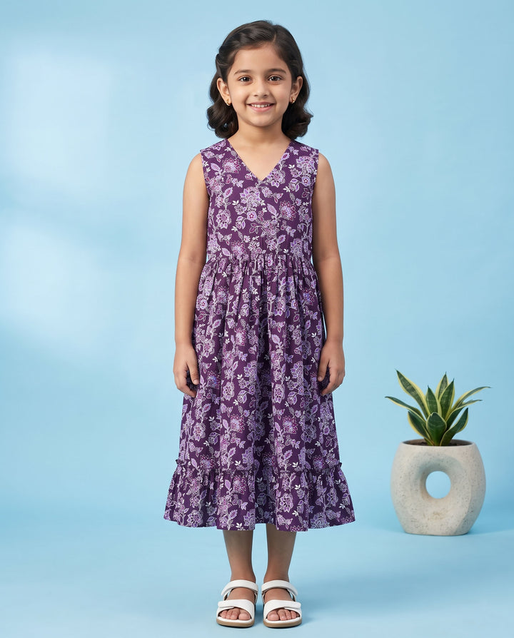 Purple Wildflower Mom and Daughter Dresses