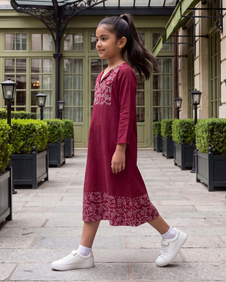 Garnet Vine Mom and Daughter Cotton Dresses