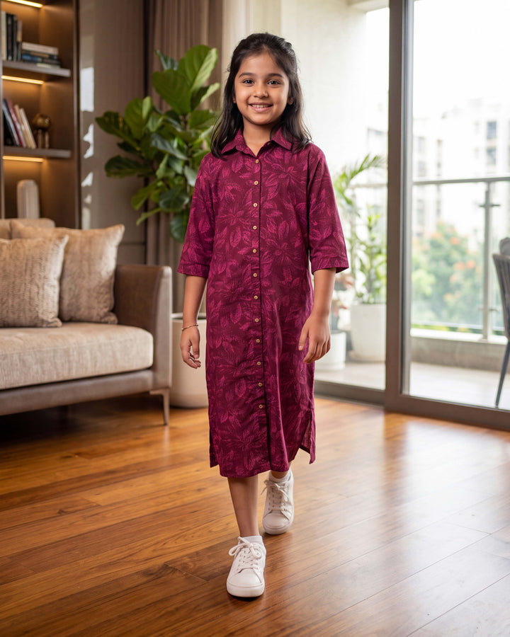 Wine Botanica Mom and Daughter Cotton Dresses