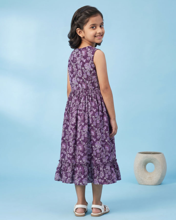 Purple Wildflower Cotton Girl's Dress