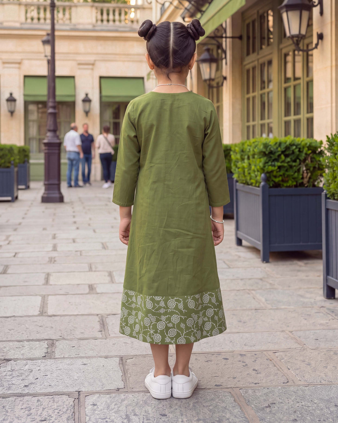 Olive Vine Cotton Girl's Dress