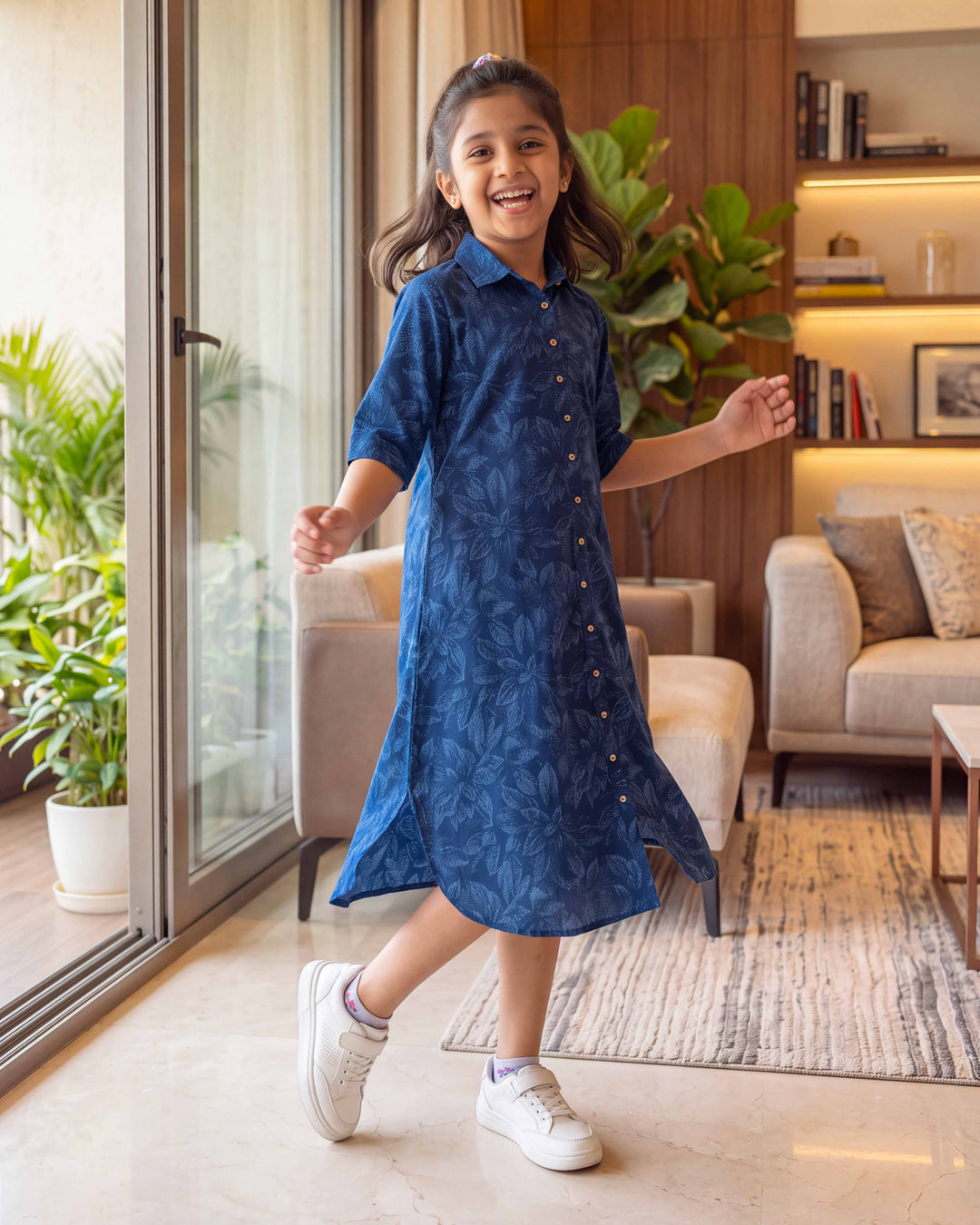 Blue Botanica Cotton Girl's Dress