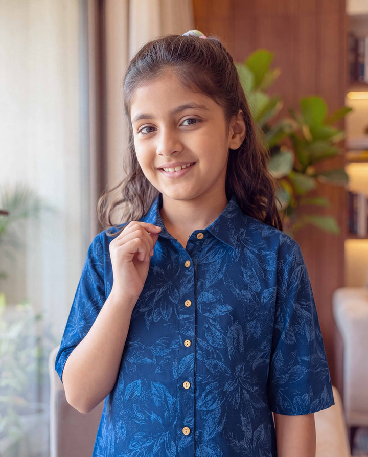 Blue Botanica Cotton Girl's Dress