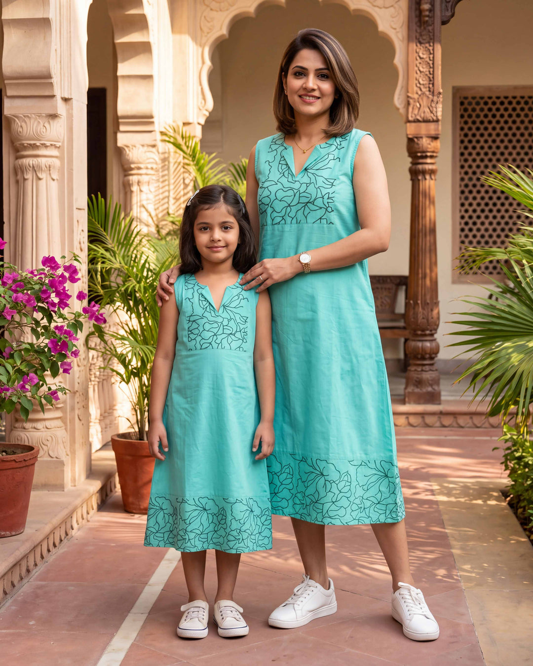 Mint Grace Mom and Daughter Cotton Dresses