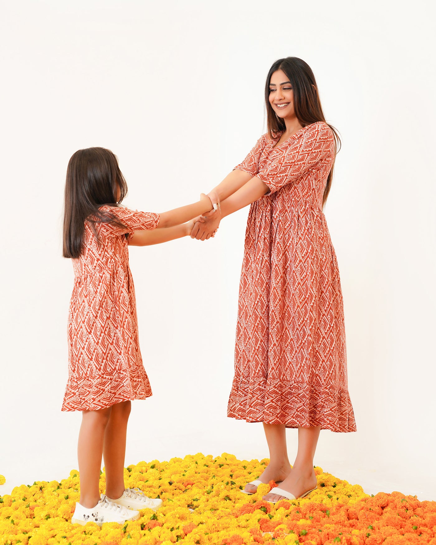 Rust Drape Mom and Daughter Dresses