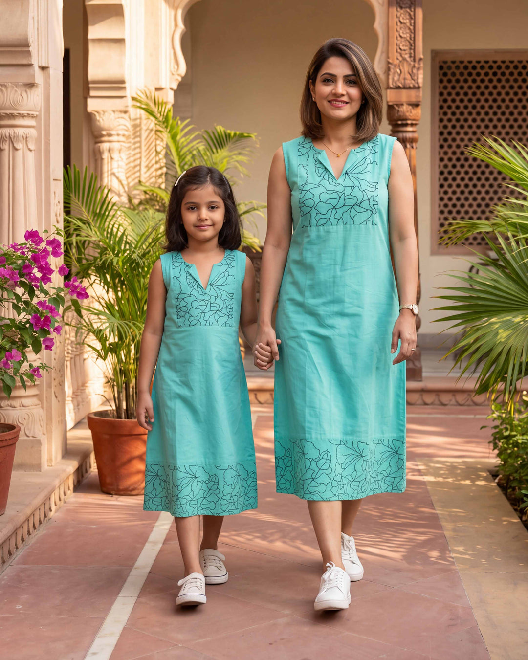 Mint Grace Mom and Daughter Cotton Dresses
