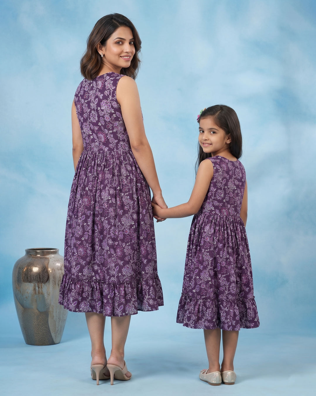 Purple Wildflower Mom and Daughter Dresses