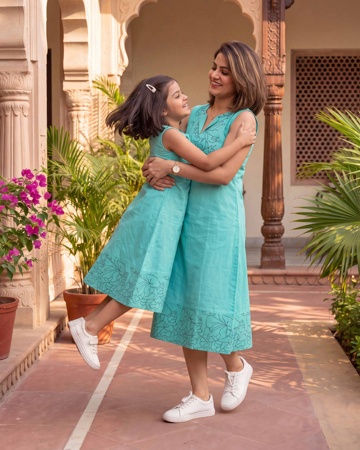 Mint Grace Mom and Daughter Cotton Dresses