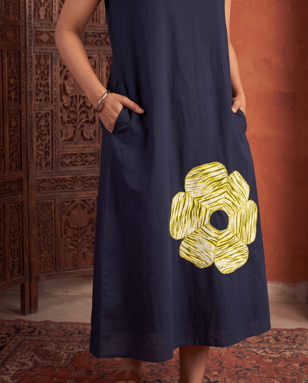 Sunflower Noir Cotton Dress - with Pockets