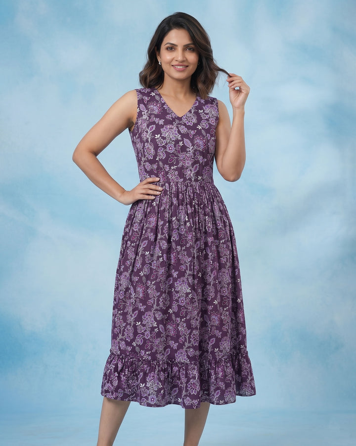 Purple Wildflower Mom and Daughter Dresses