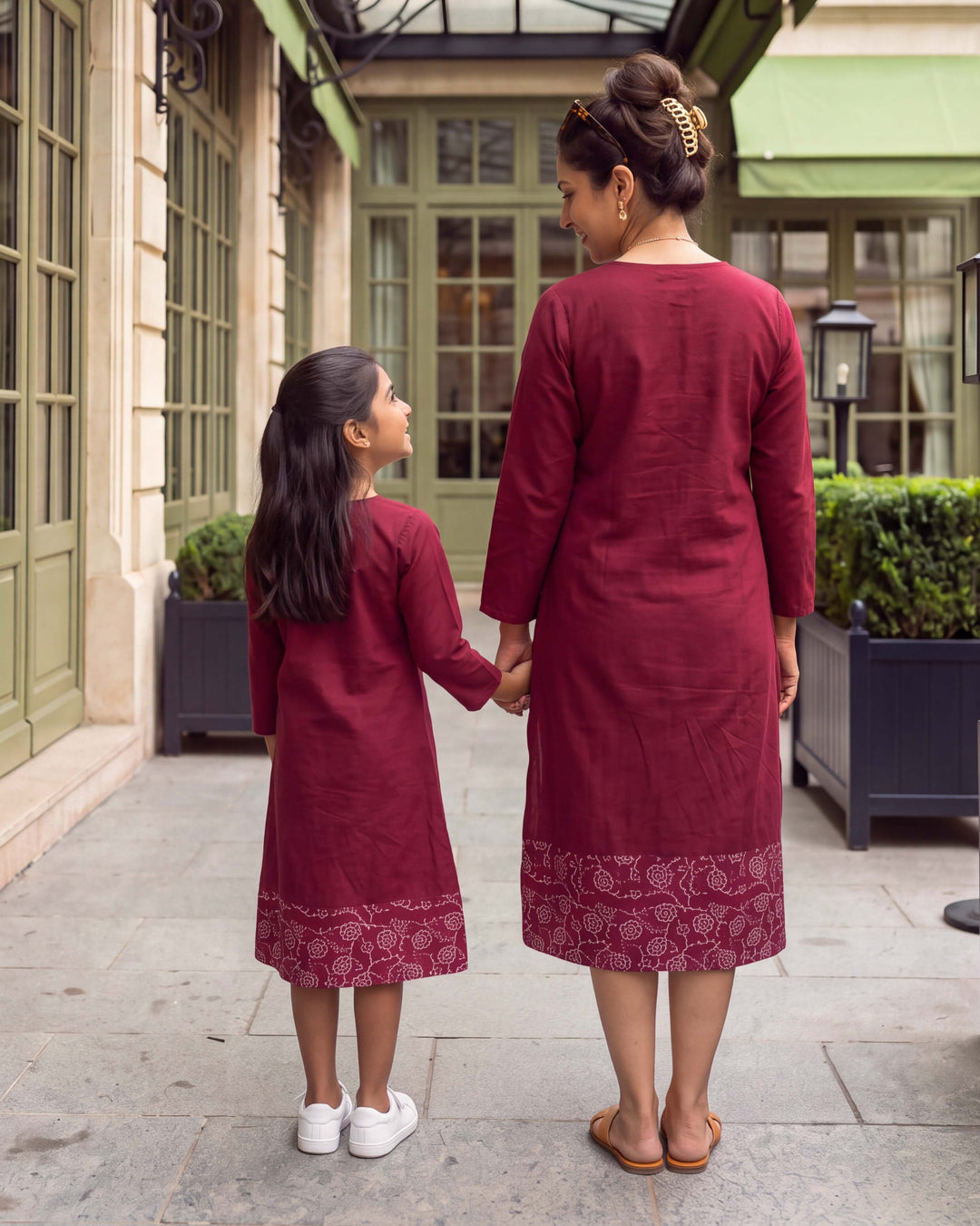 Garnet Vine Mom and Daughter Cotton Dresses
