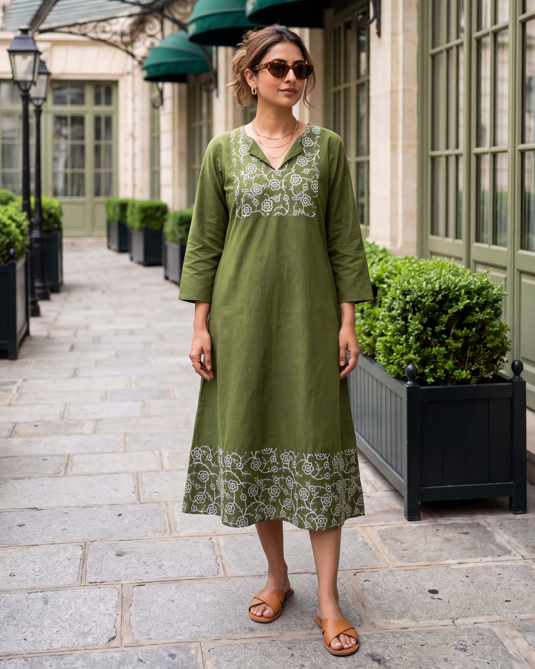 Olive Vine Mom and Daughter Cotton Dresses