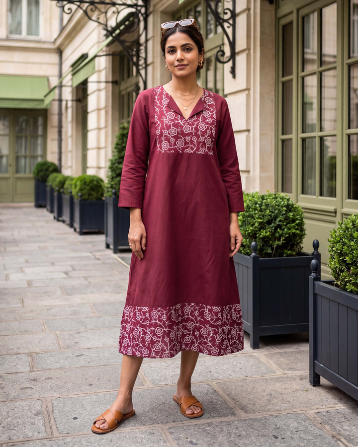 Garnet Vine Mom and Daughter Cotton Dresses