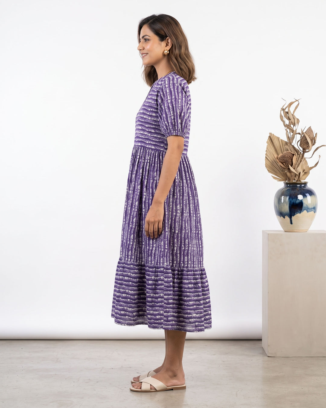 Purple Stripes Mom and Daughter Dresses