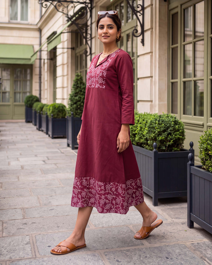 Garnet Vine Mom and Daughter Cotton Dresses