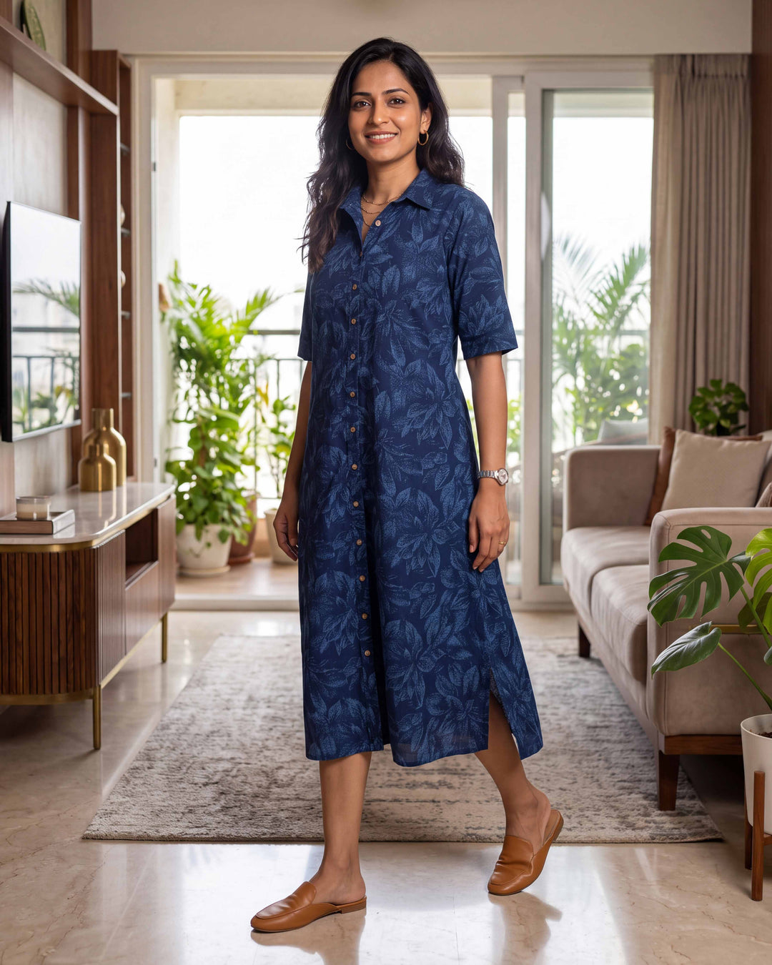 Blue Botanica Mom and Daughter Cotton Dresses