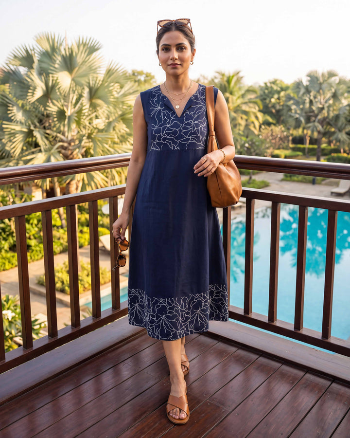 Navy Grace Mom and Daughter Cotton Dresses