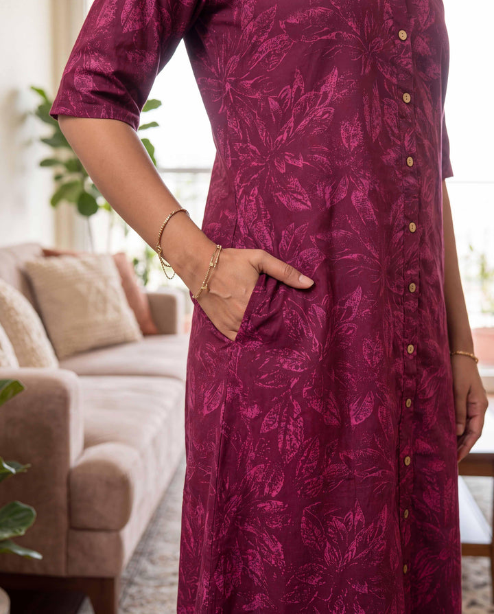 Wine Botanica Mom and Daughter Cotton Dresses