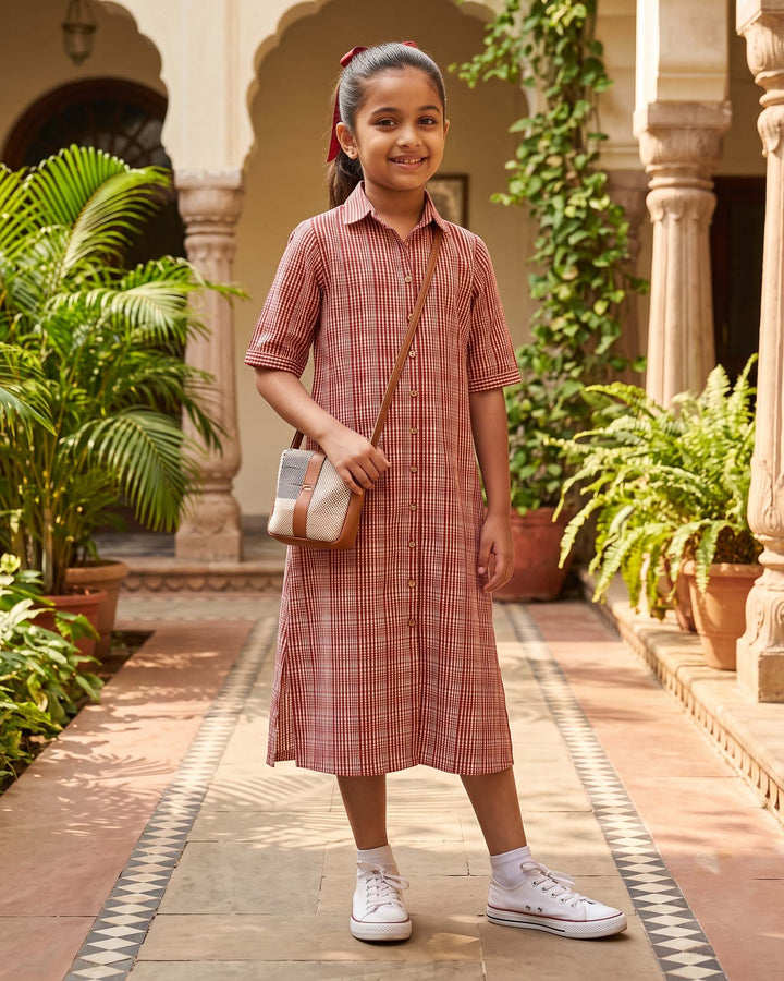 Rust Charm Mom and Daughter Cotton Dresses