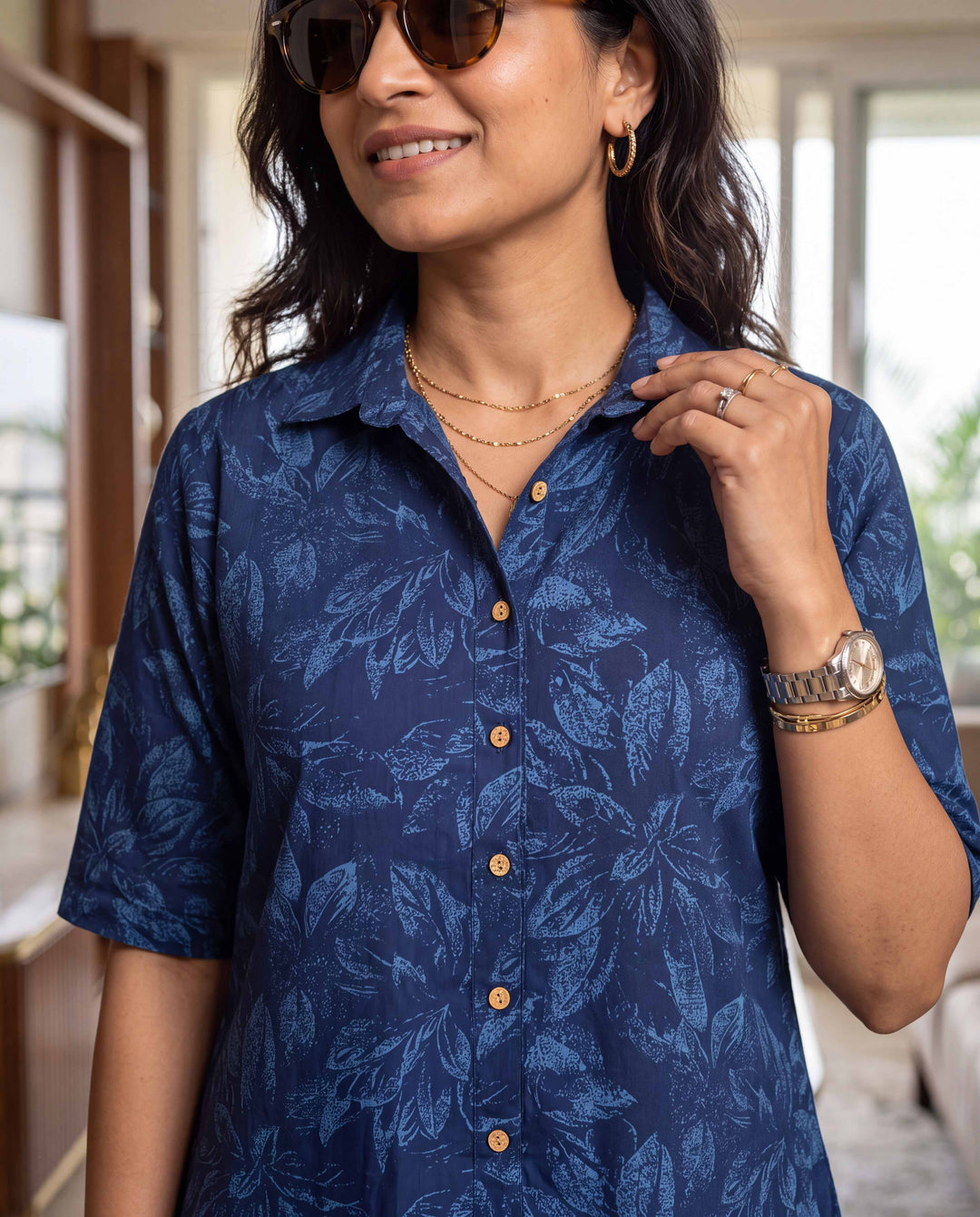 Blue Botanica Mom and Daughter Cotton Dresses