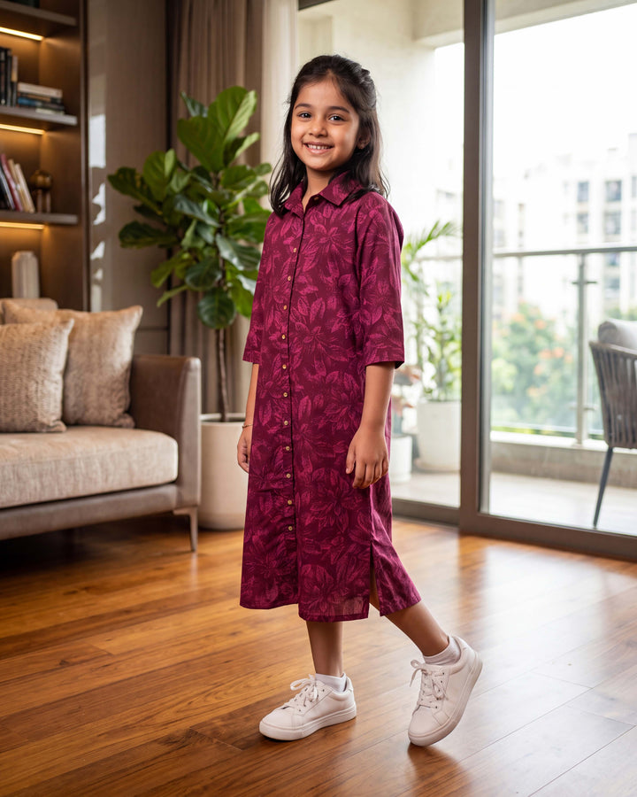 Wine Botanica Mom and Daughter Cotton Dresses
