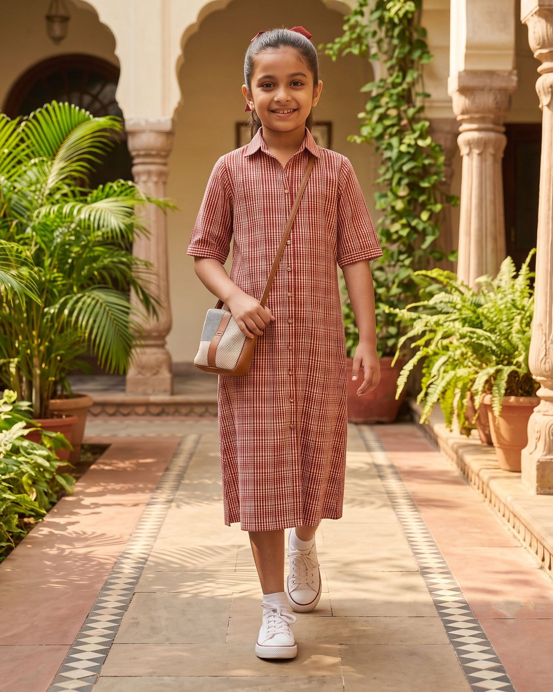 Rust Charm Cotton Girl's Dress