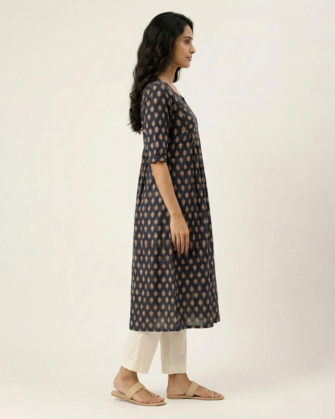 Black 'Ajrakh Ease' Pure Cotton Kurta
