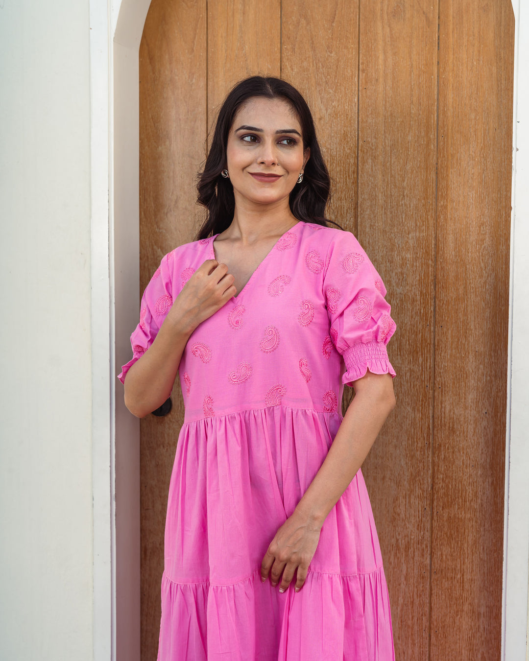 Rose Paisley Mom and Daughter Cotton Dresses