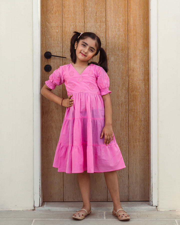 Rose Paisley Tiered Cotton Girl's Dress