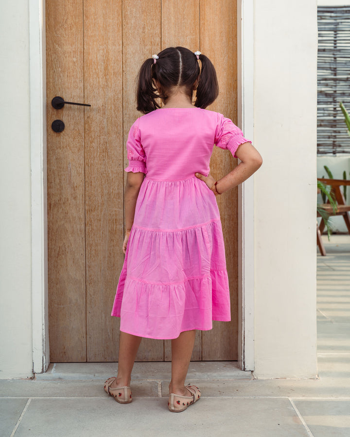 Rose Paisley Tiered Cotton Girl's Dress