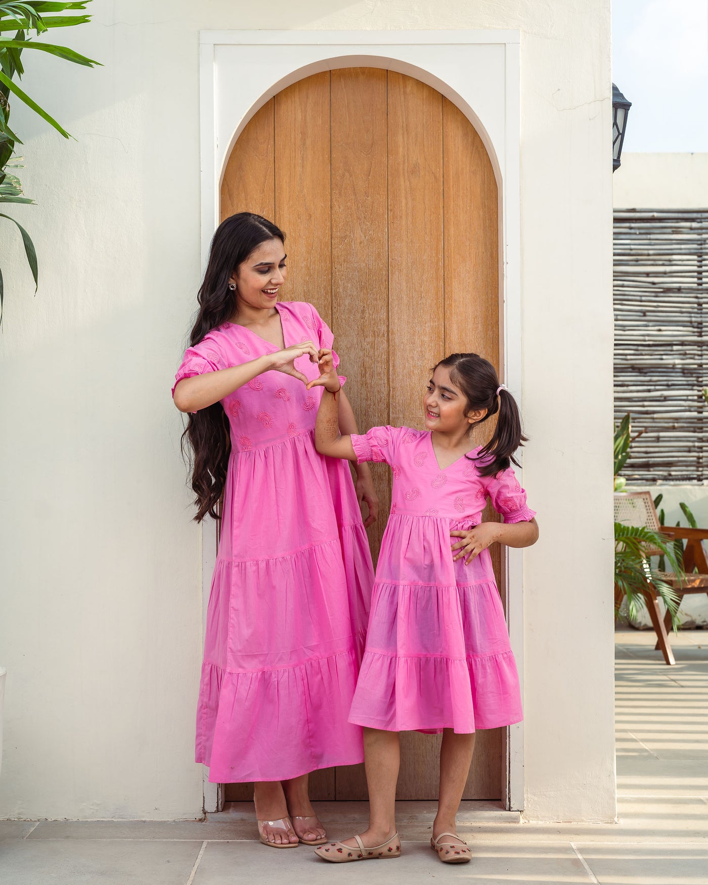 Rose Paisley Mom and Daughter Cotton Dresses
