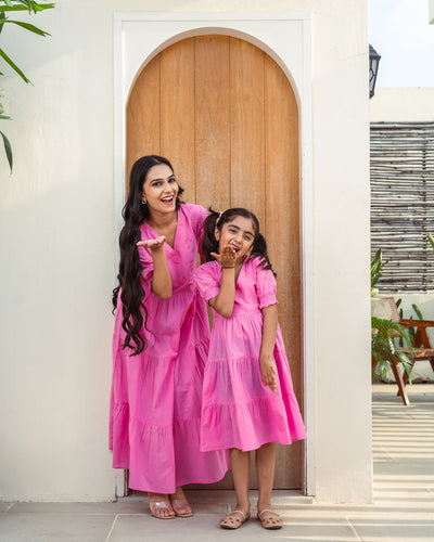 Rose Paisley Mom and Daughter Cotton Dresses