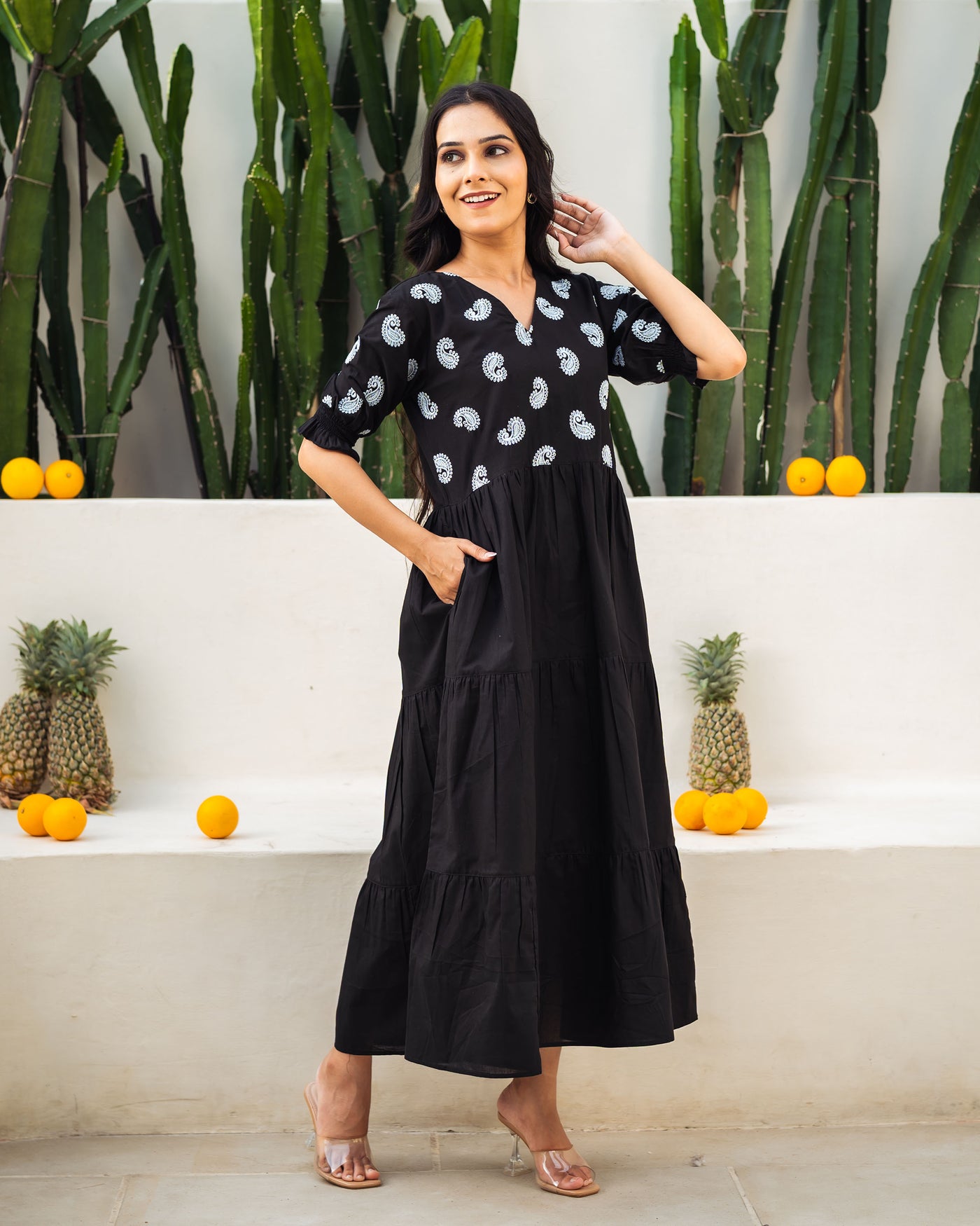 Dusk Paisley Mom and Daughter Cotton Dresses