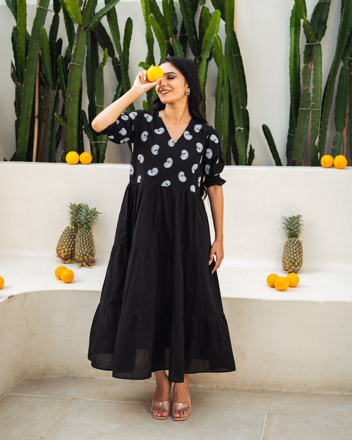 Dusk Paisley Mom and Daughter Cotton Dresses