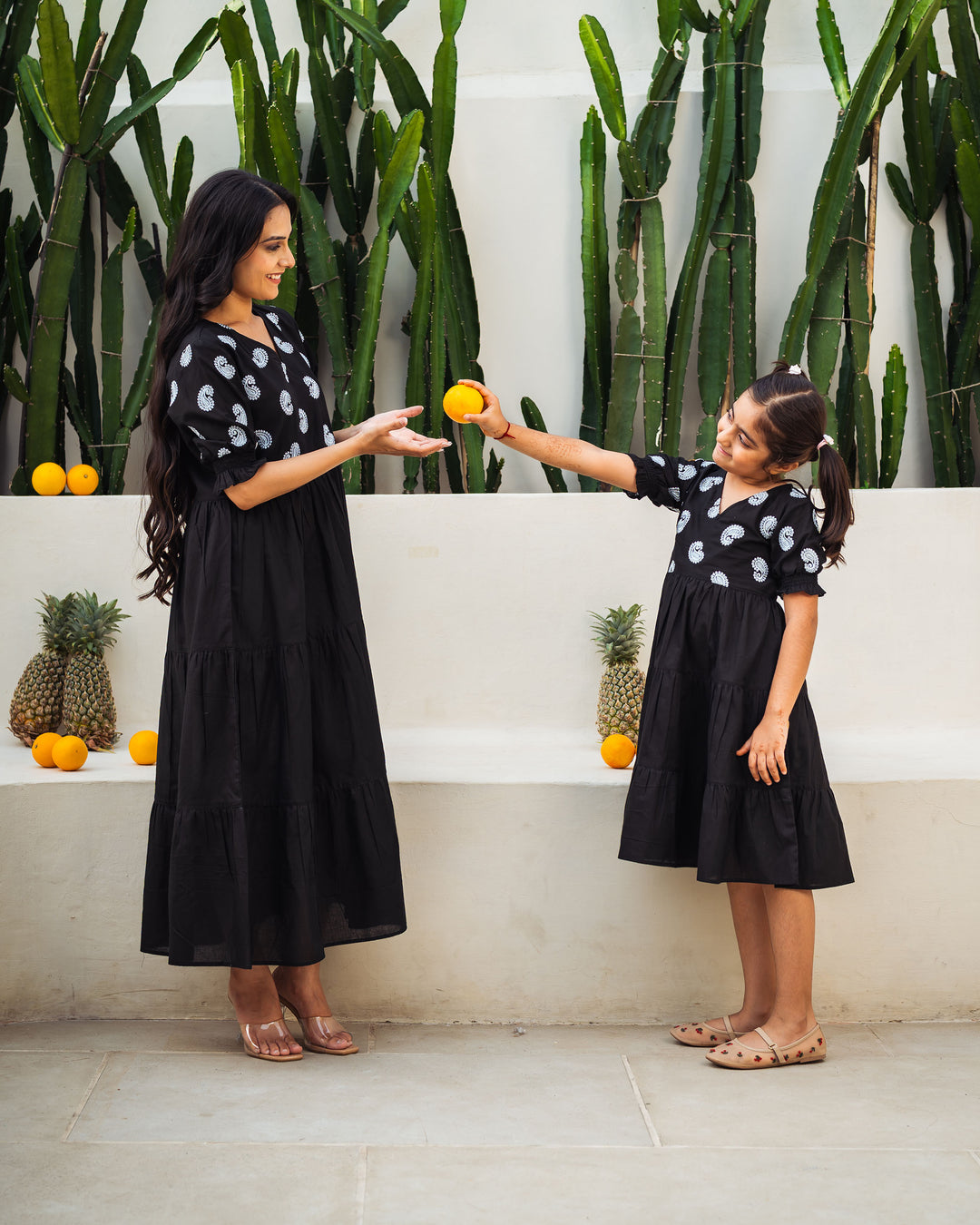 Dusk Paisley Mom and Daughter Cotton Dresses