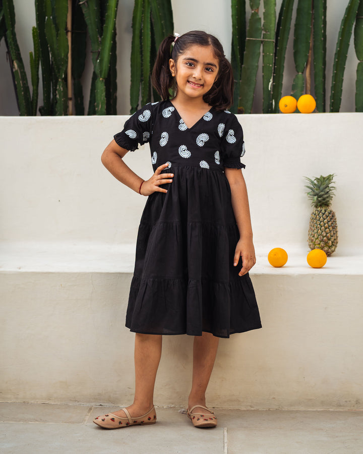 Dusk Paisley Tiered Cotton Girl's Dress