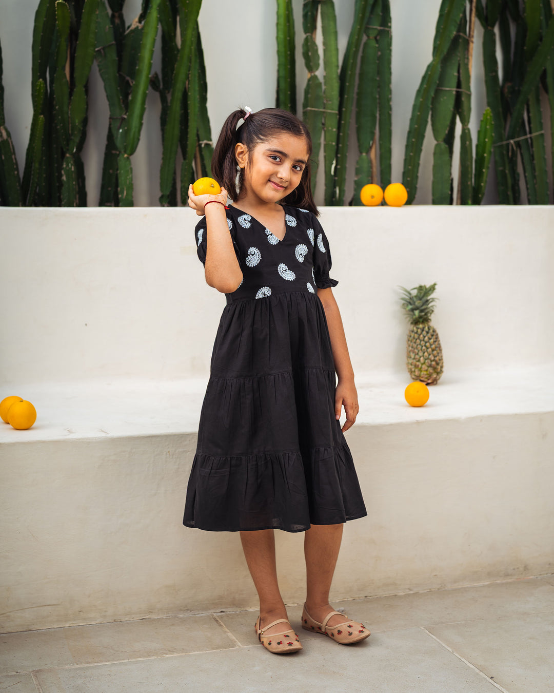 Dusk Paisley Tiered Cotton Girl's Dress