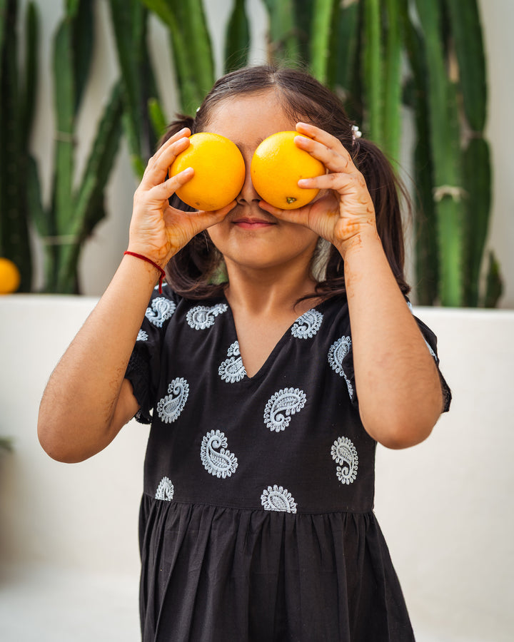 Dusk Paisley Tiered Cotton Girl's Dress