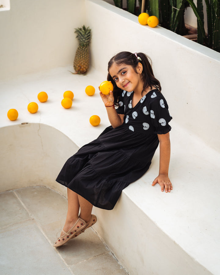 Dusk Paisley Tiered Cotton Girl's Dress