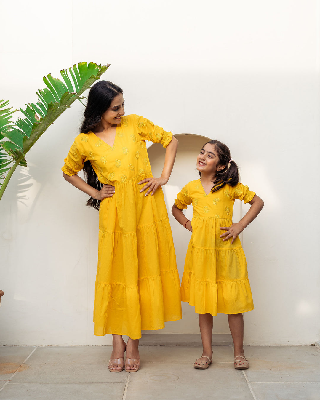 Sun Paisley Mom and Daughter Cotton Dresses