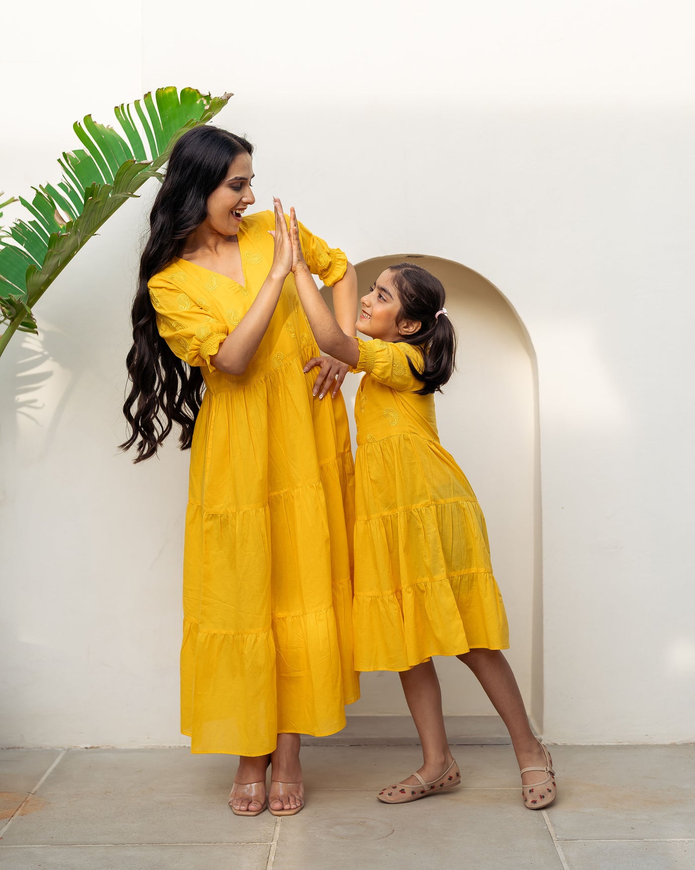 Sun Paisley Mom and Daughter Cotton Dresses