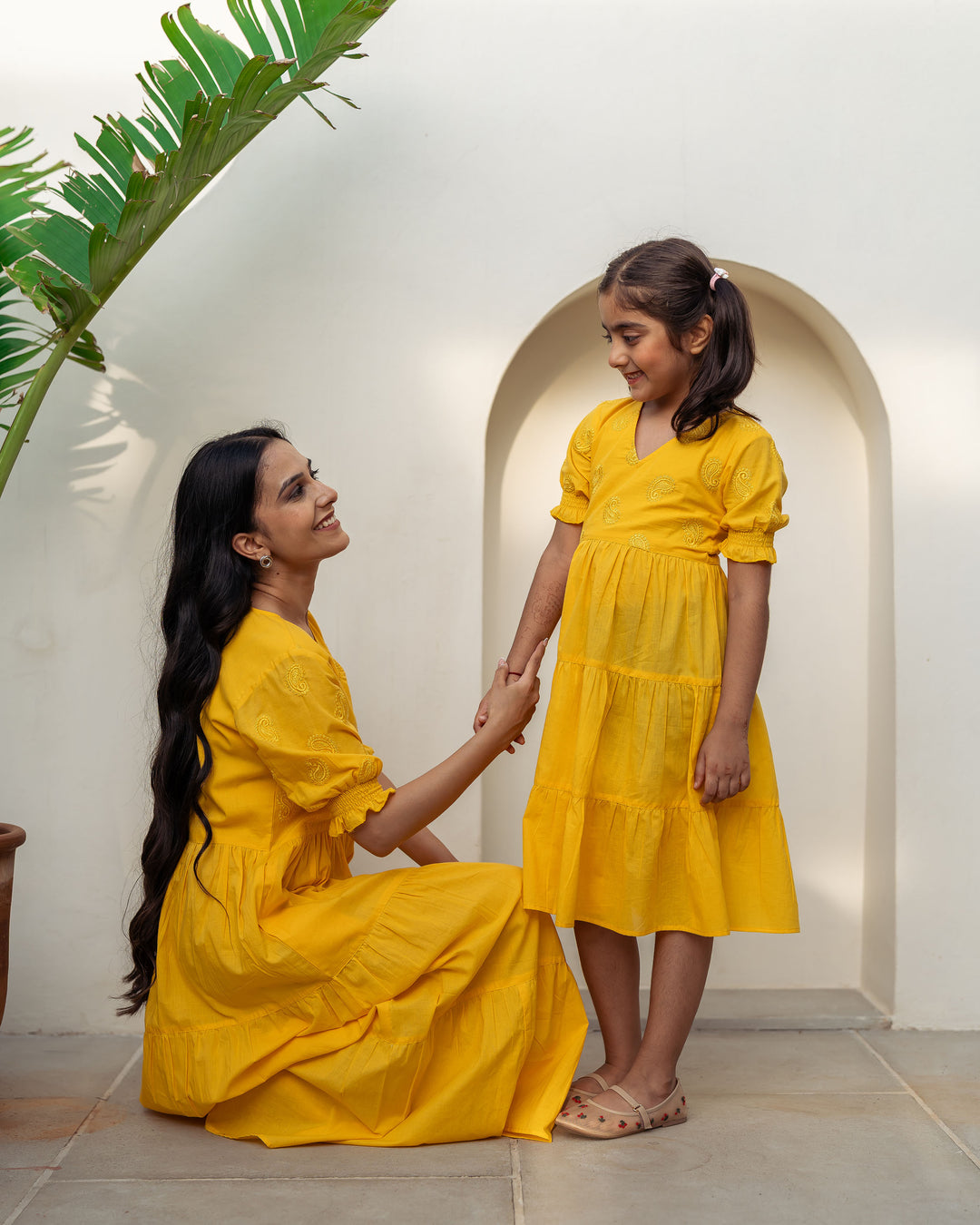 Sun Paisley Mom and Daughter Cotton Dresses