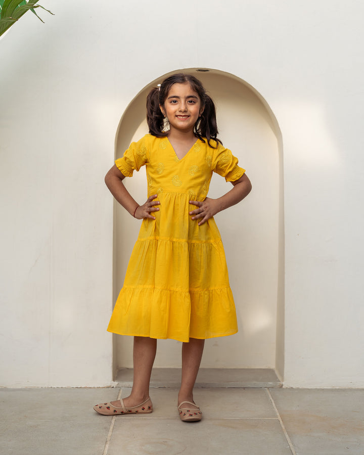 Sun Paisley Tiered Cotton Girl's Dress