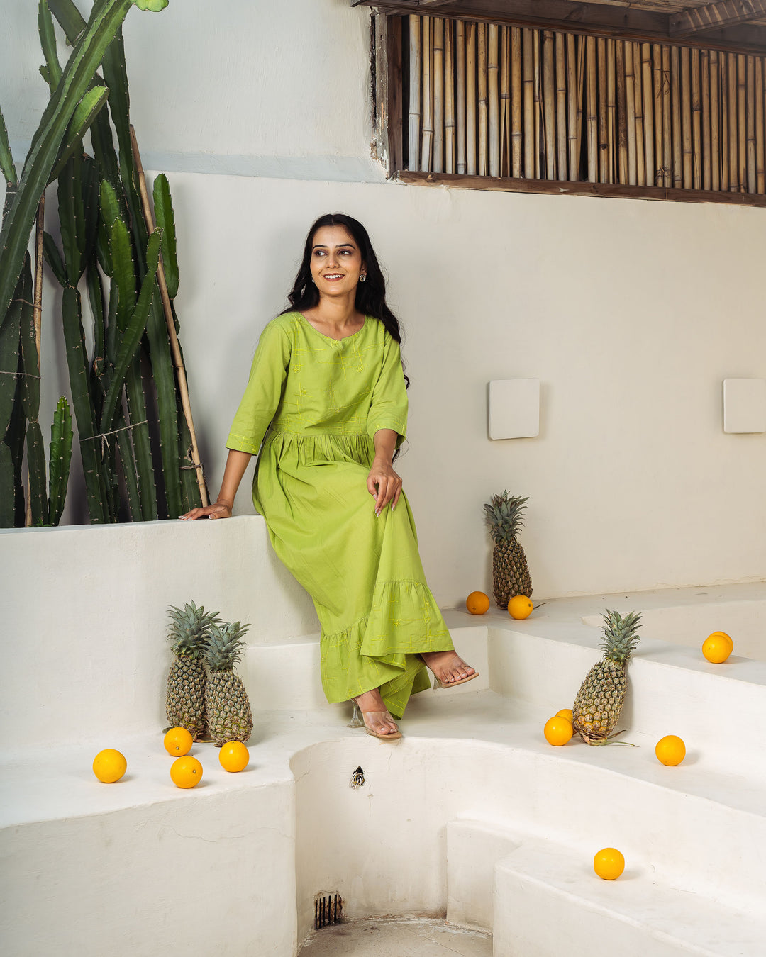 Willow Drift Tiered Cotton Midi Dress with Pockets