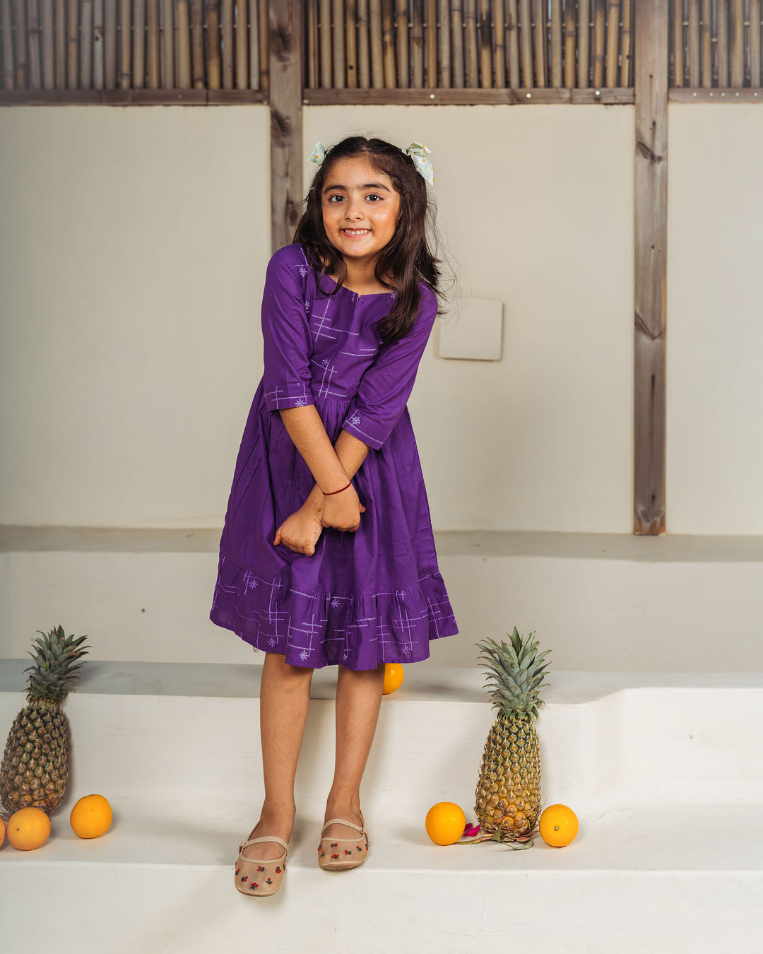 Purple Drift Mom and Daughter Cotton Dresses