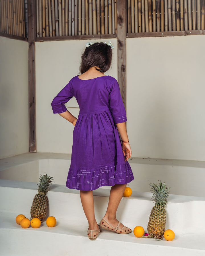 Purple Drift Tiered Cotton Girl's Dress
