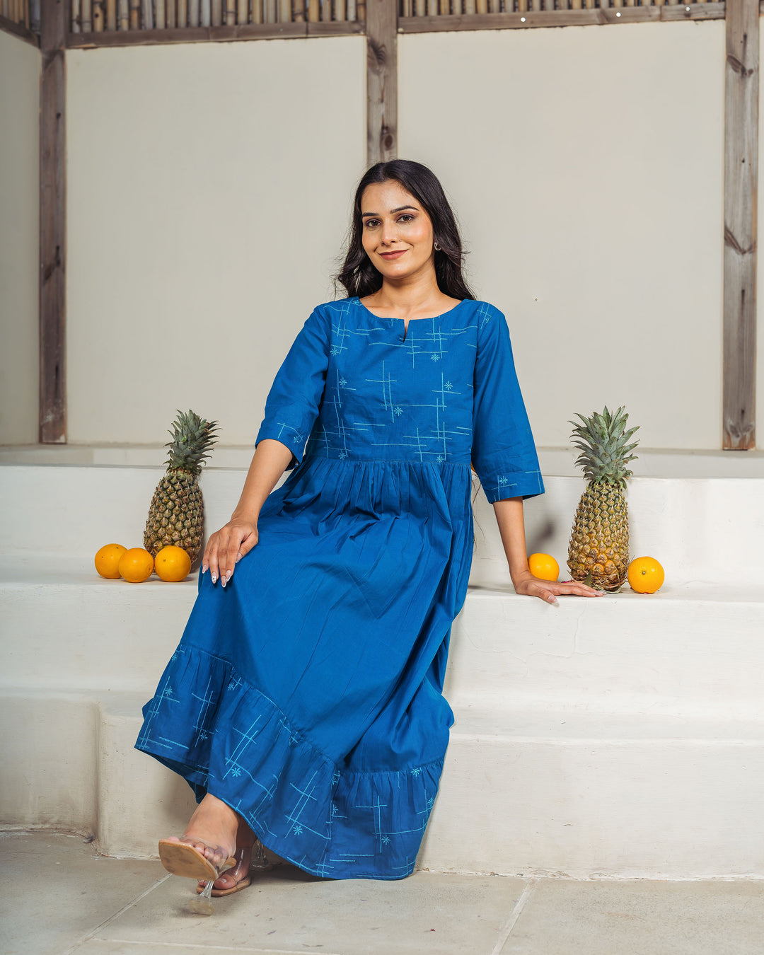 Teal Drift Mom and Daughter Cotton Dresses