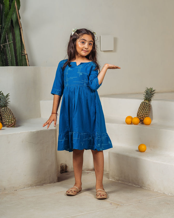 Teal Drift Mom and Daughter Cotton Dresses