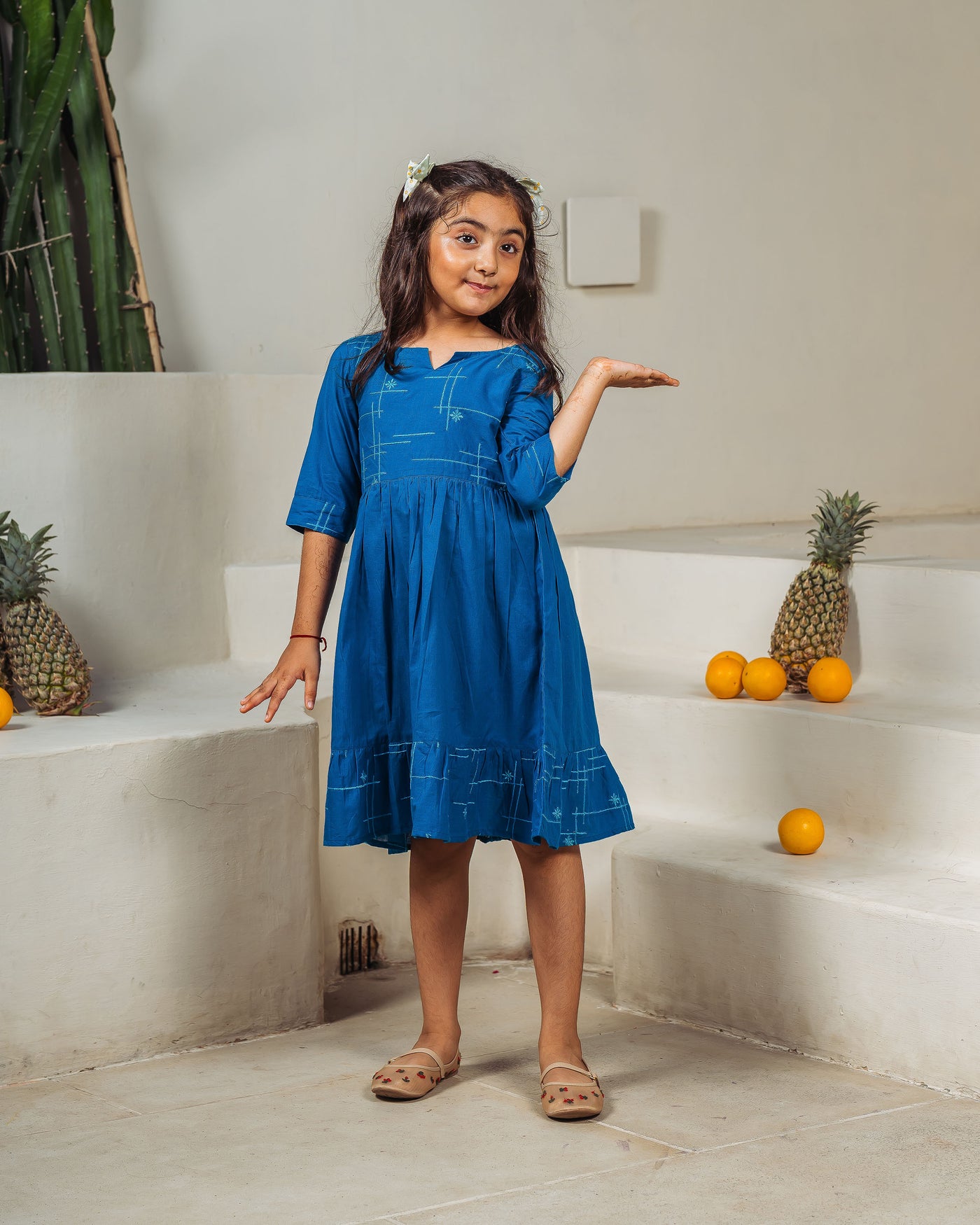 Teal Drift Mom and Daughter Cotton Dresses